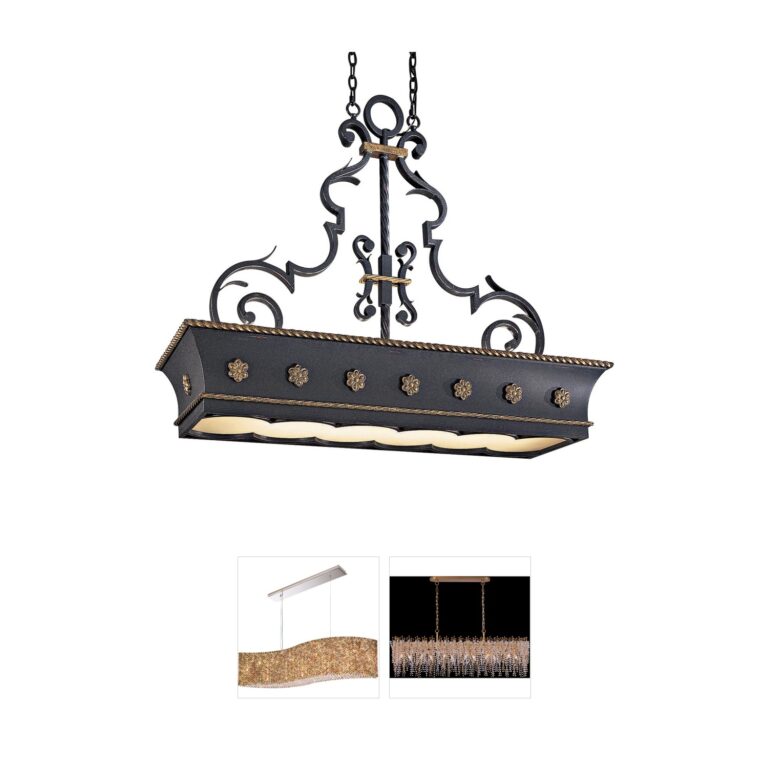 Metropolitan Montparnasse Wrought Iron Island Light with Scavo Glass