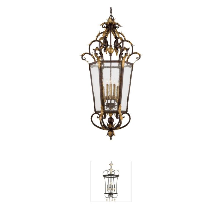 Metropolitan Zaragoza 8-Light Golden Bronze Foyer Pendant with Seeded Glass