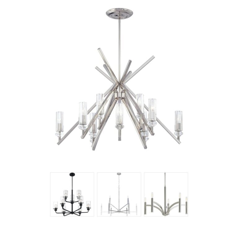 Metropolitan Fusano Polished Nickel 12-Light Chandelier with Eidolon Krystal