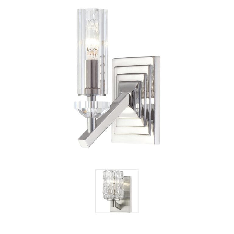 Metropolitan Fusano Polished Nickel & Crystal Wall Sconce