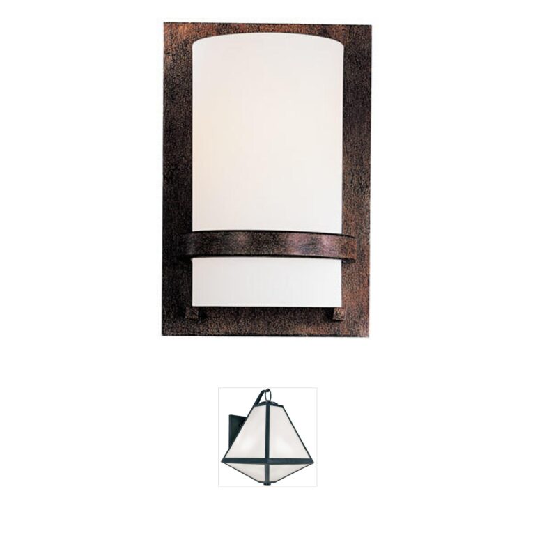 Minka-Lavery Fieldale Lodge Iron Oxide Wall Sconce with Etched White Glass