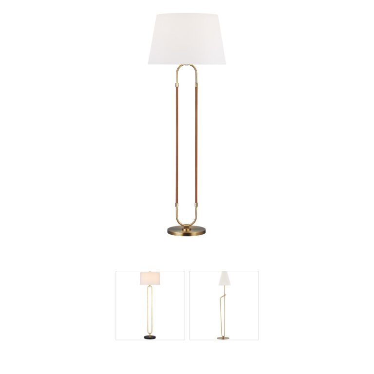 Lauren Ralph Lauren Katie Time Worn Brass & Saddle Leather Floor Lamp