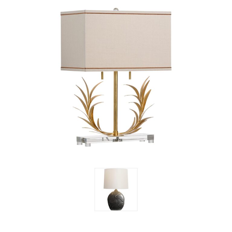 Chelsea House Claire Bell Antique Gold Leaf and Crystal Laurel Table Lamp