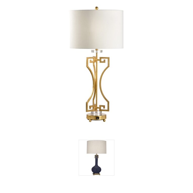 Chelsea House Town Square Antique Gold Leaf and Acrylic Greek Key Table Lamp