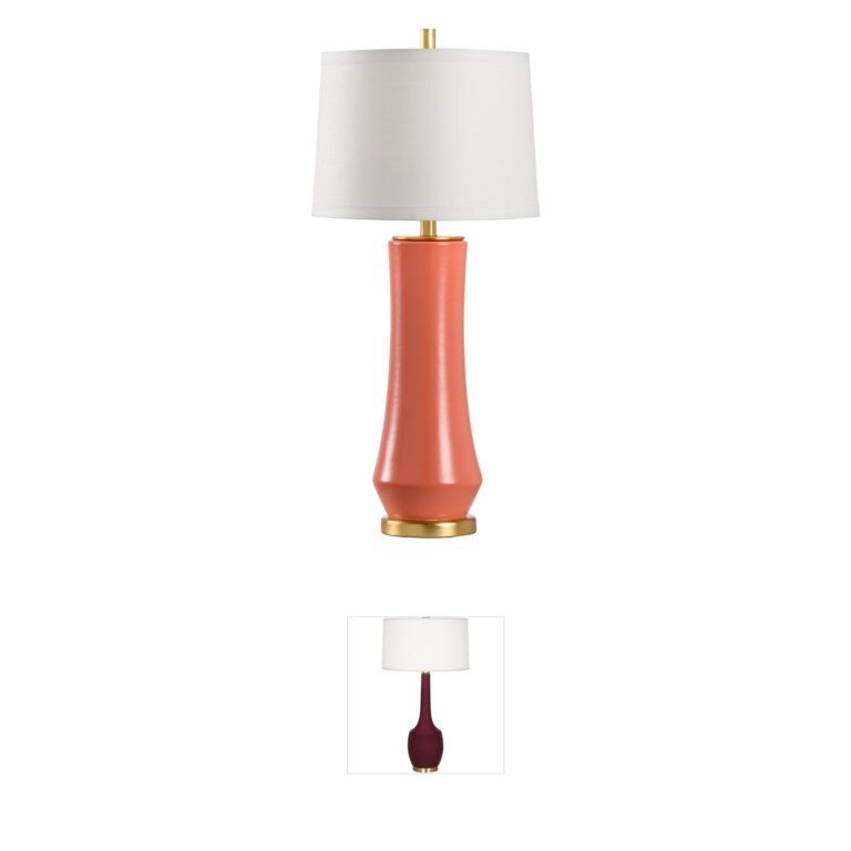 Chelsea House Jamie Merida Landover Ceramic Table Lamp in Coral Matte Glaze