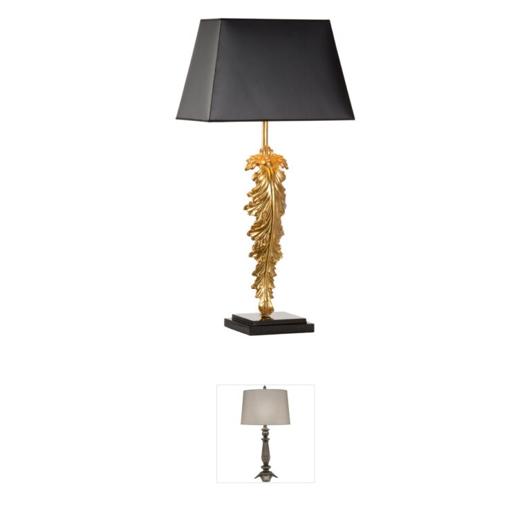 Chelsea House Chelsea House Grand Leaf Table Lamp in Antique Gold/Black Marble
