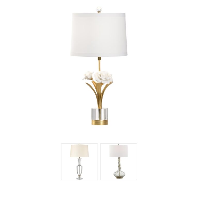 Chelsea House Chelsea House Porcelain Rose and Antique Gold Leaf Table Lamp