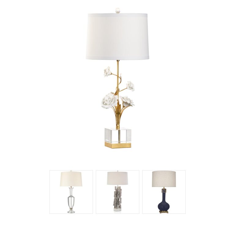 Chelsea House Chelsea House Porcelain Rose Table Lamp in Antique Gold Leaf