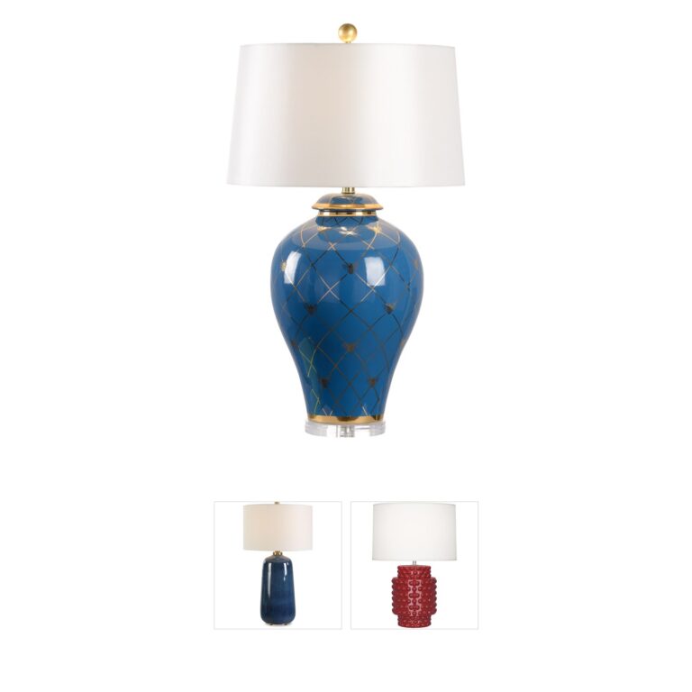 Chelsea House Shayla Copas Blue Glaze Ceramic Ginger Jar Table Lamp