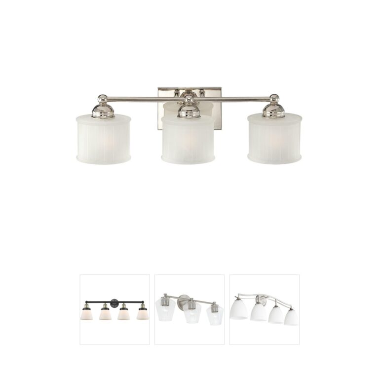 Minka-Lavery 1730 Series 3-Light Polished Nickel Vanity with Etched Box Pleat Glass