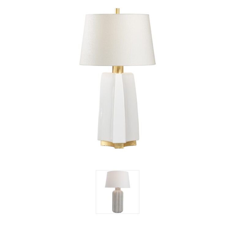 Frederick Cooper Larry Laslo Snow White Glaze and Gold Leaf Table Lamp