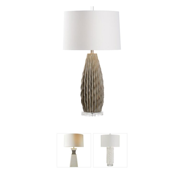 Frederick Cooper Larry Laslo Saguaro Taupe Ceramic and Crystal Table Lamp