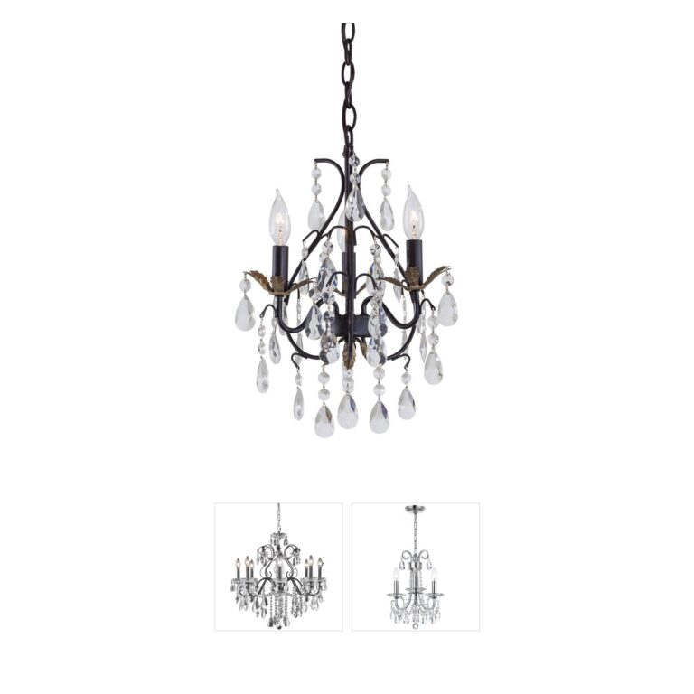Minka-Lavery ML 3-Light Castlewood Walnut and Crystal Mini Chandelier