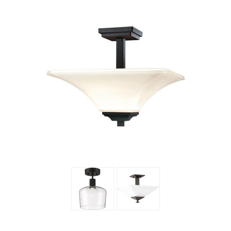 Minka-Lavery Agilis Coal Semi-Flush Mount with Lamina Blanca Glass