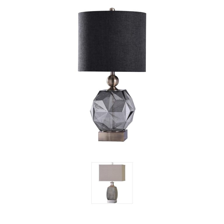Harp and Finial Richmond Smoked Glass & Brass Table Lamp