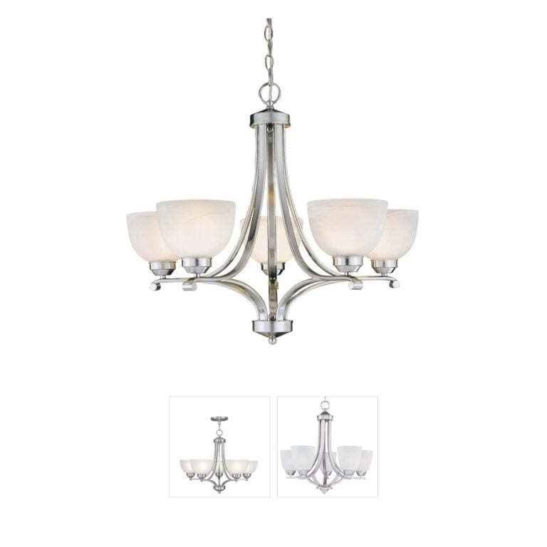 Minka-Lavery Paradox Brushed Nickel Chandelier with Etched Marble Glass