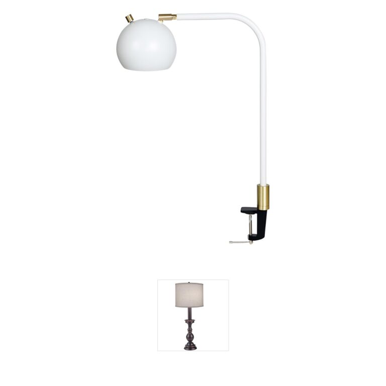 House of Troy Aria LED Task Lamp in White & Satin Brass