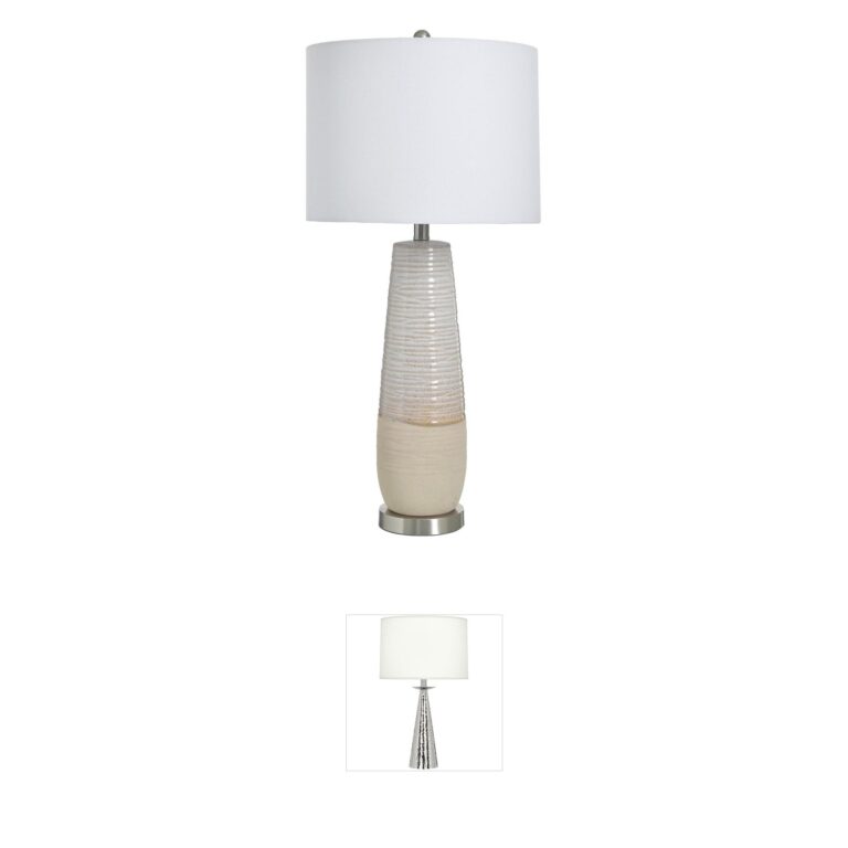 StyleCraft Home Collection Evian Speckled Cream and Greige Ceramic Table Lamp