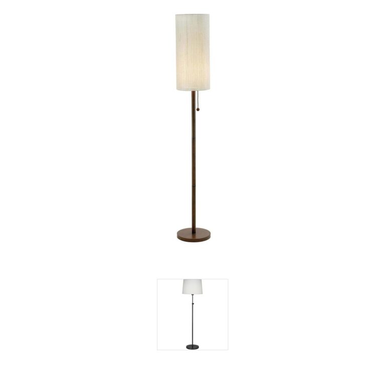 Adesso Hamptons Walnut Floor Lamp with Double Cylinder Shade