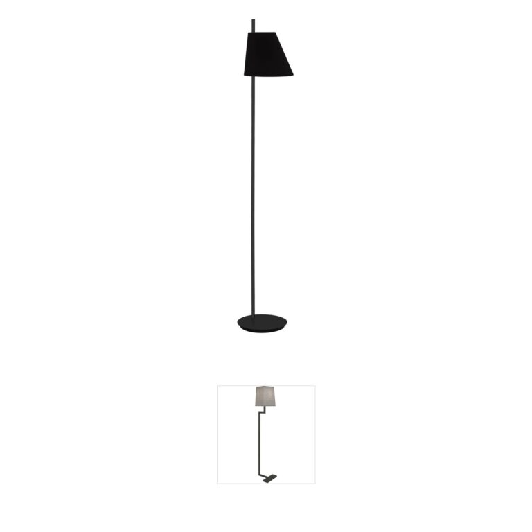 Eglo Estaziona 60-Inch Structured Black Floor Lamp with Black Fabric Shade