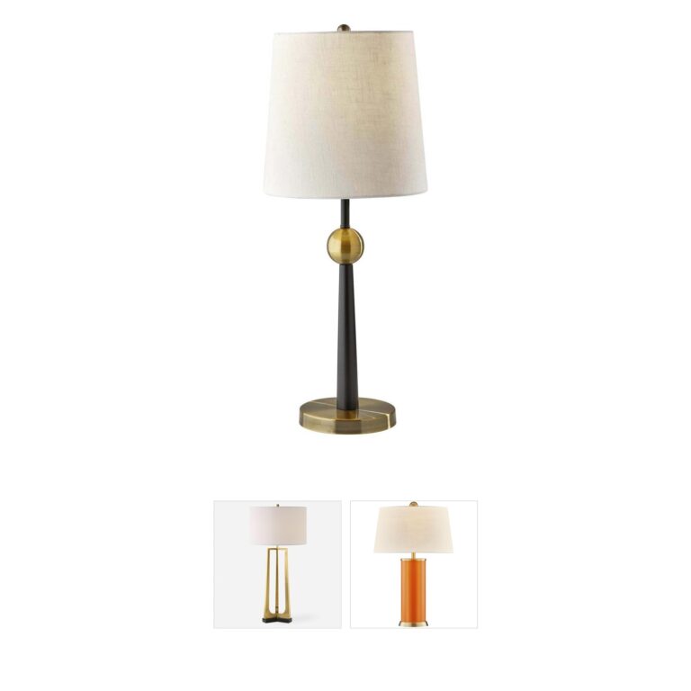 Adesso Francis 29-Inch Black and Antique Brass Table Lamp with Boxwood Accents