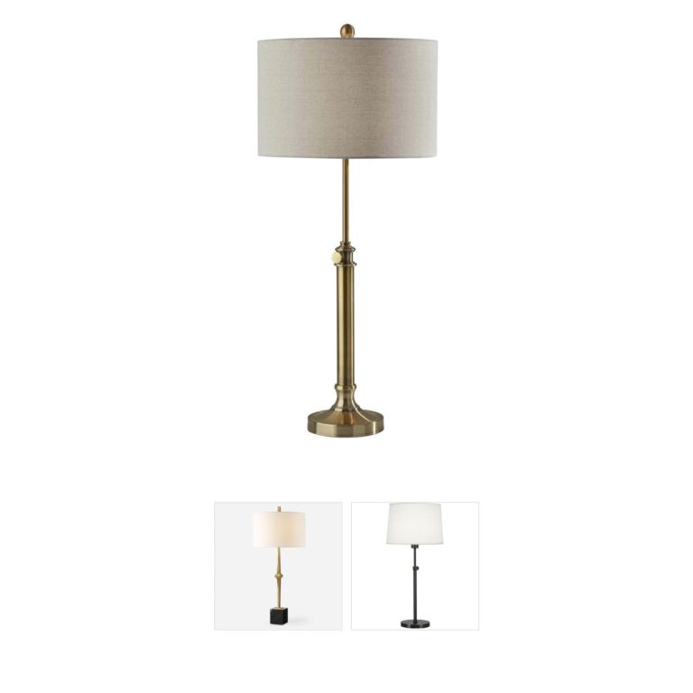 Adesso Barton Antique Brass Table Lamp with Adjustable Height