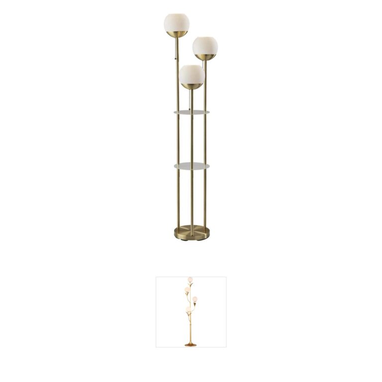 Adesso Bianca Antique Brass Shelf Floor Lamp