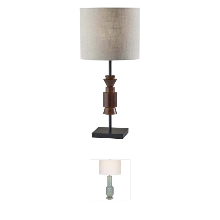 Adesso Elton Black and Walnut Wood Table Lamp