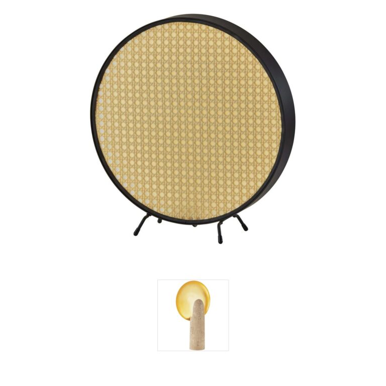 Adesso Atwood Black Metal & Rattan Table Lantern