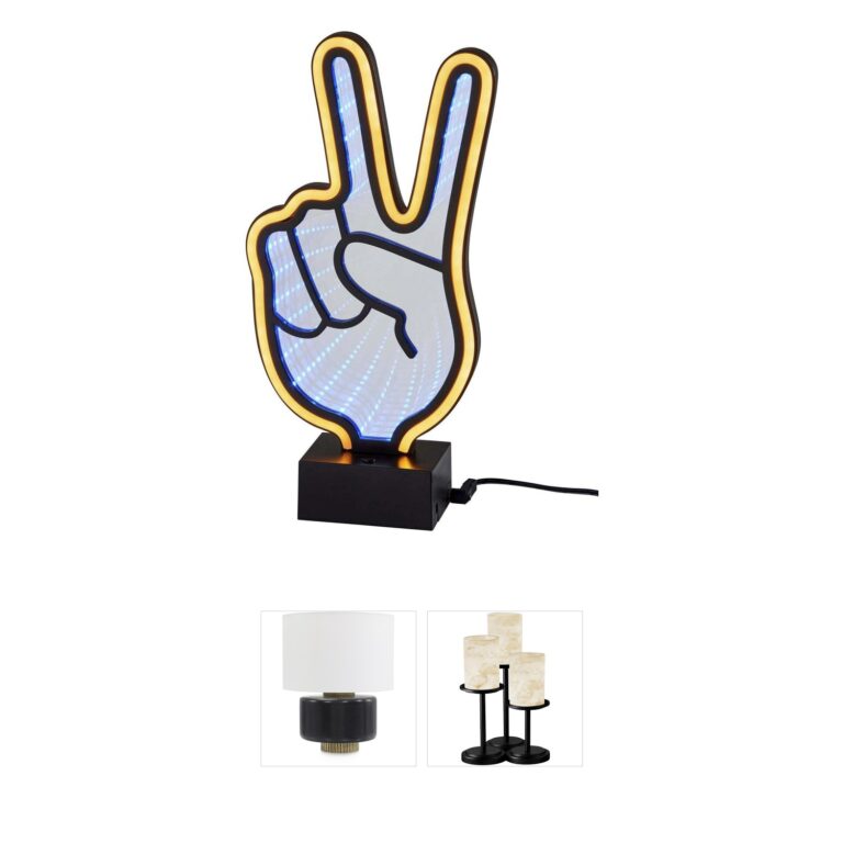 Adesso Infinity Neon Peace Sign Table Lamp - Mirrored Plastic
