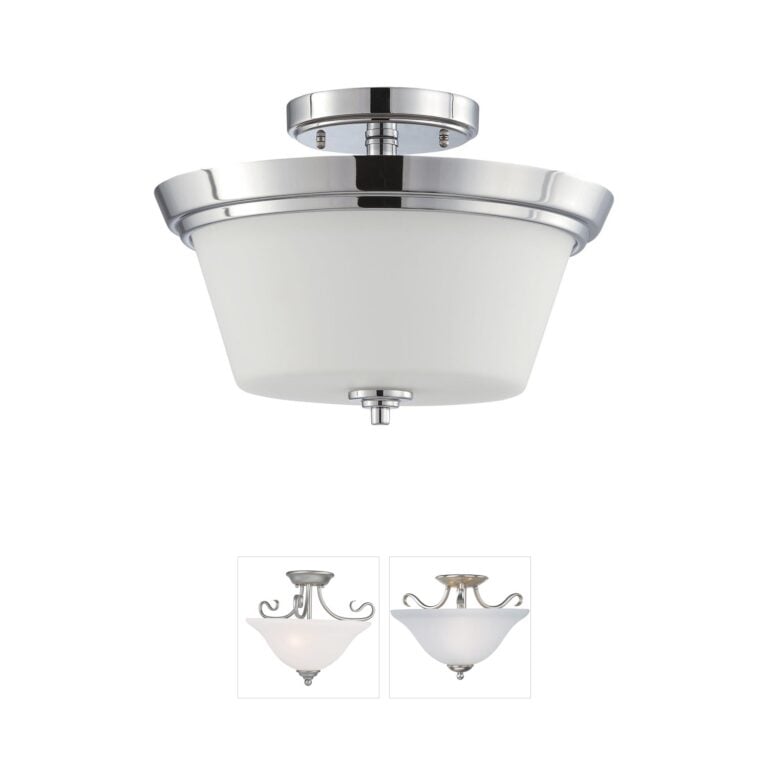 Nuvo Lighting Bento Collection Polished Chrome & Satin White Semi-Flush Mount