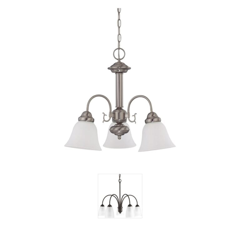 Nuvo Ballerina Frosted Glass Chandelier in Brushed Nickel