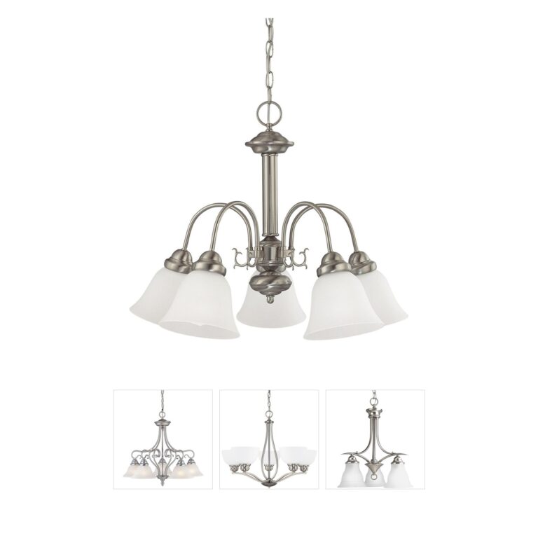 Nuvo Ballerina Frosted Glass Chandelier in Brushed Nickel