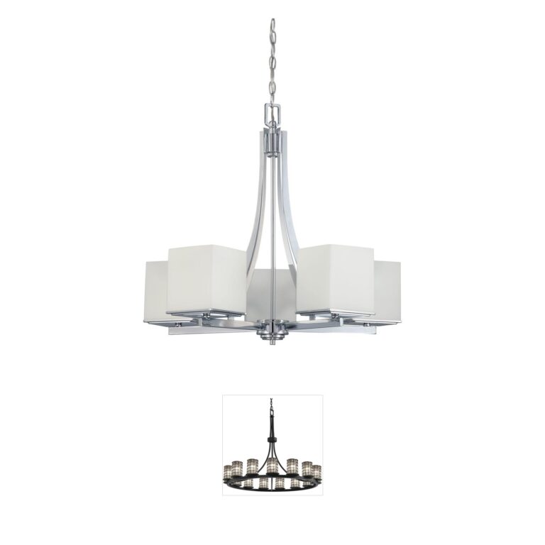 Nuvo Bento 5-Light Polished Chrome Chandelier with Satin White Glass