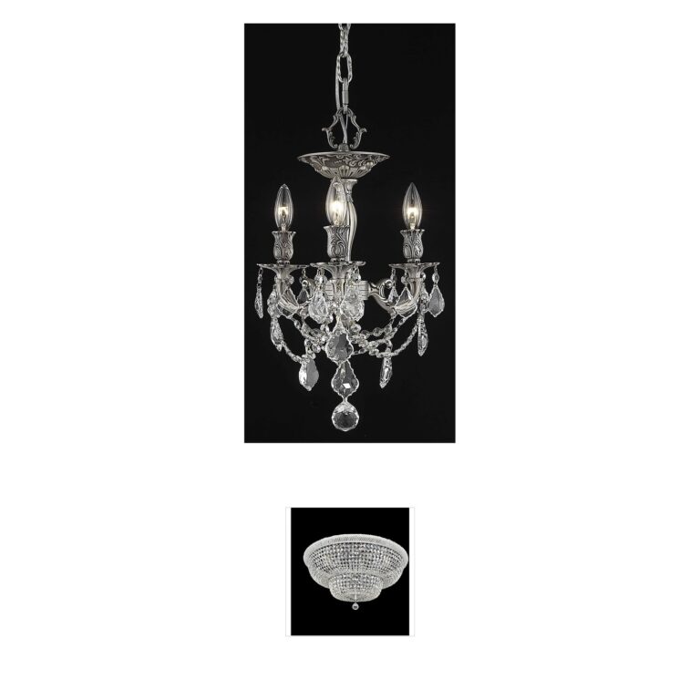 Elegant Lighting Rosalia Collection Pewter & Crystal Flush Mount