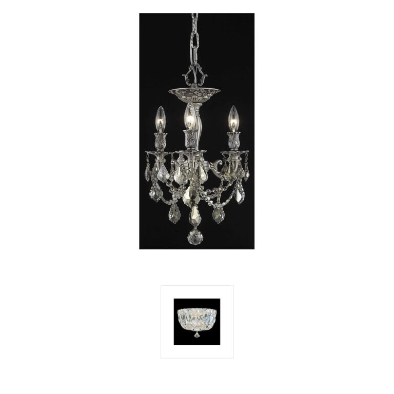 Elegant Lighting Rosalia Collection Pewter & Crystal Flush Mount