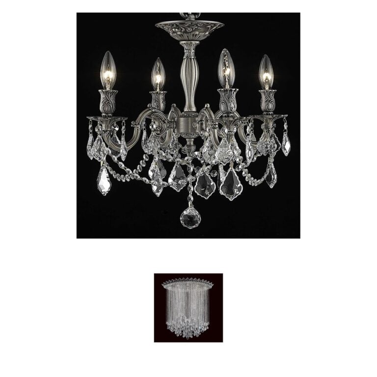 Elegant Lighting Rosalia Collection Pewter & Crystal Flush Mount