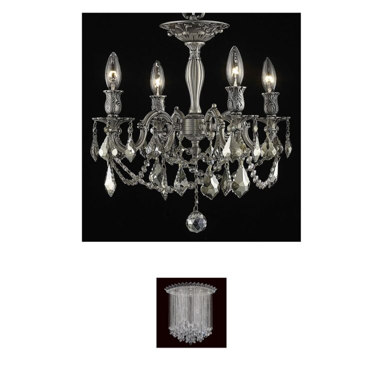 Elegant Lighting Rosalia Collection Pewter & Crystal Flush Mount