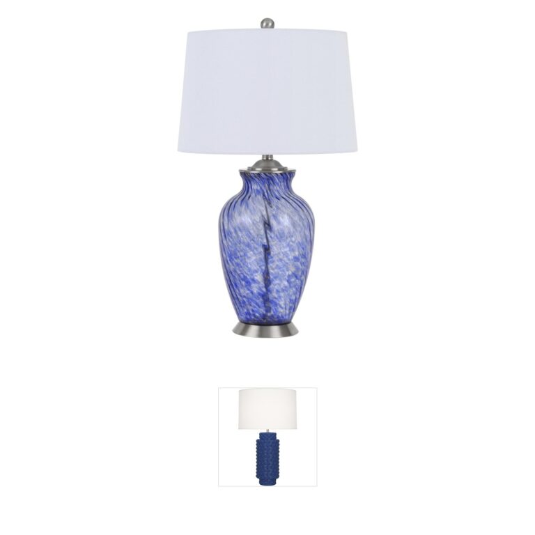 CAL Lighting Ashland Sky Blue Glass Table Lamp