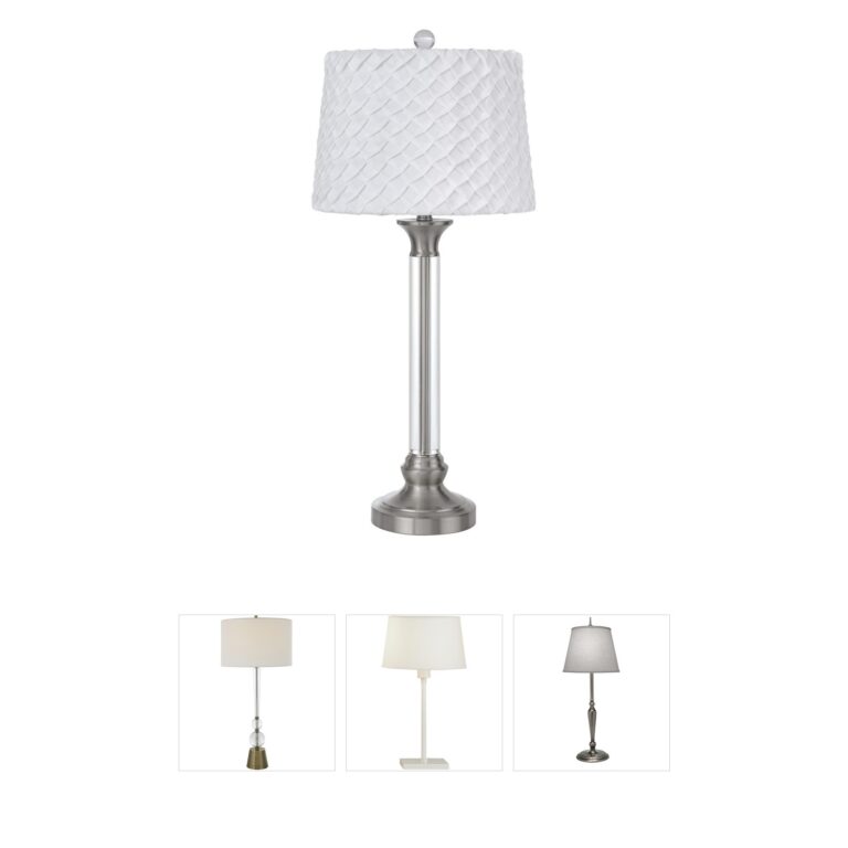 CAL Lighting Ruston Crystal & Brushed Steel Table Lamp