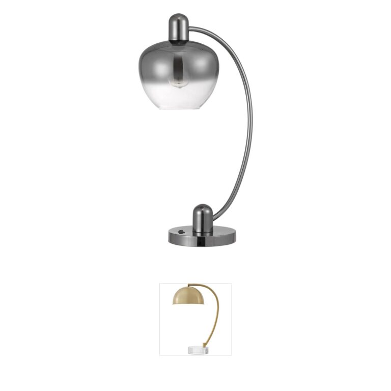 CAL Lighting Brookline Gunmetal Desk Lamp with Smoked Glass