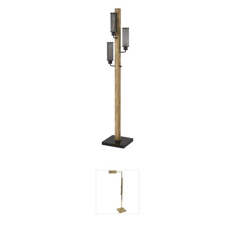 CAL Lighting Lenox Light Oak & Metal Floor Lamp