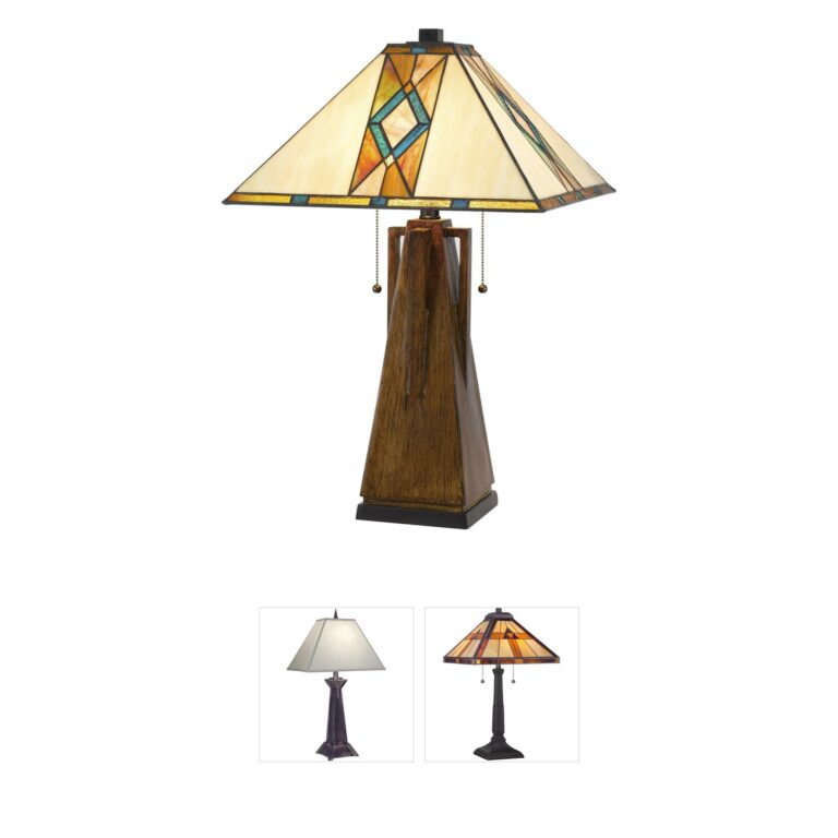 Cal Lighting Tiffany Collection Wood Tone Mission Style Table Lamp