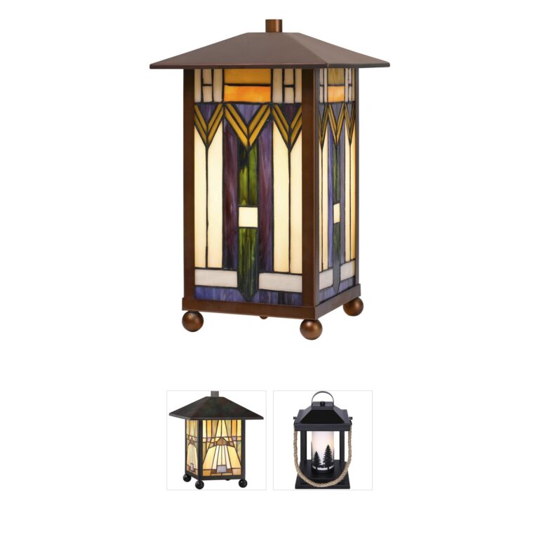 Cal Lighting Tiffany Mission Style Square Glass Accent Lamp