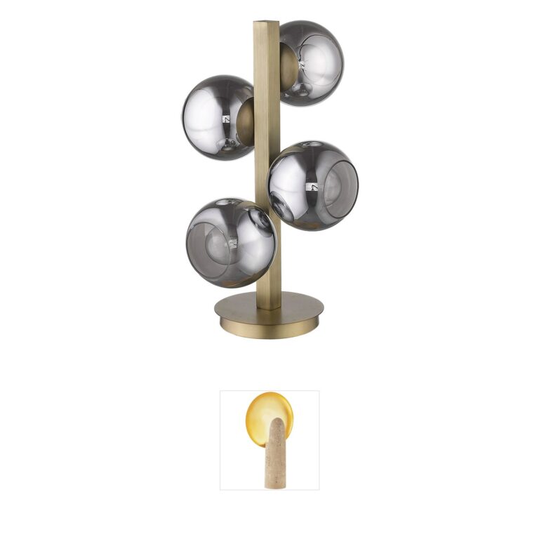 Trend Lighting Lunette Aged Brass & Smoke Glass Table Lamp