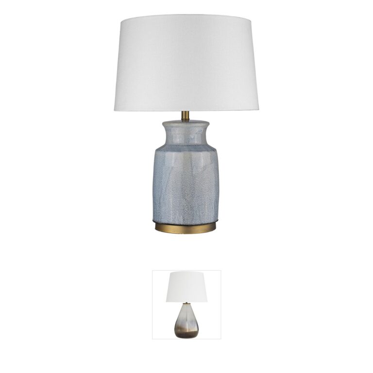 Trend Lighting Trend Home Brass and Ceramic Table Lamp with Seasalt Linen Shade