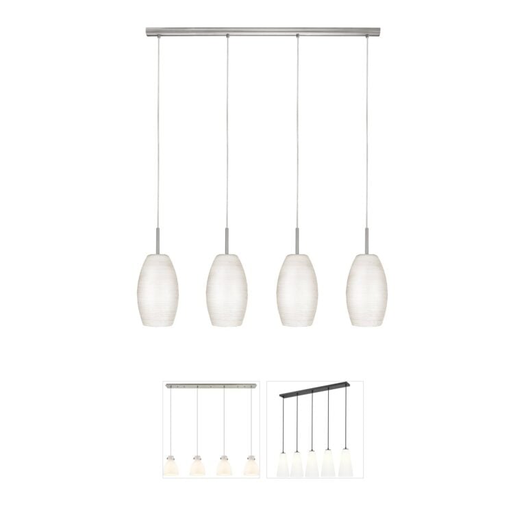 Eglo Batista 1 Matte Nickel & White Glass Island Light