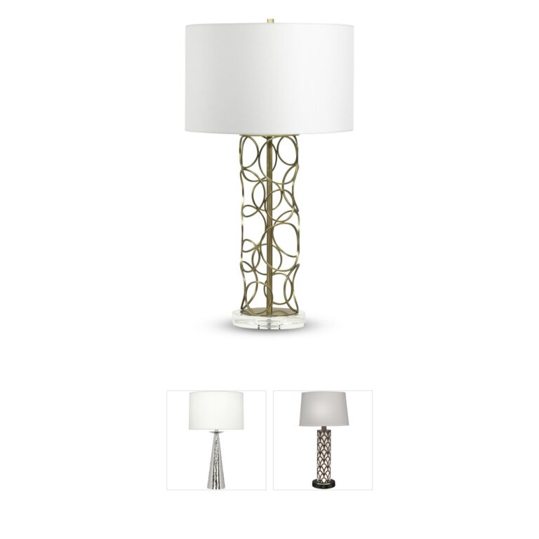 FlowDecor Pacific Antique Brass Table Lamp with Crystal Base