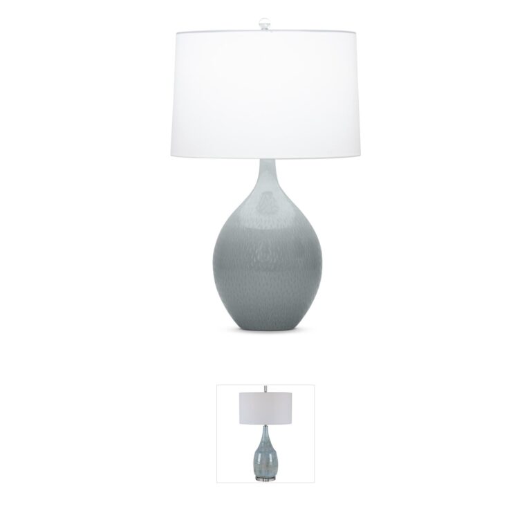 FlowDecor Malone Grey-Blue Carved Mercury Glass Table Lamp