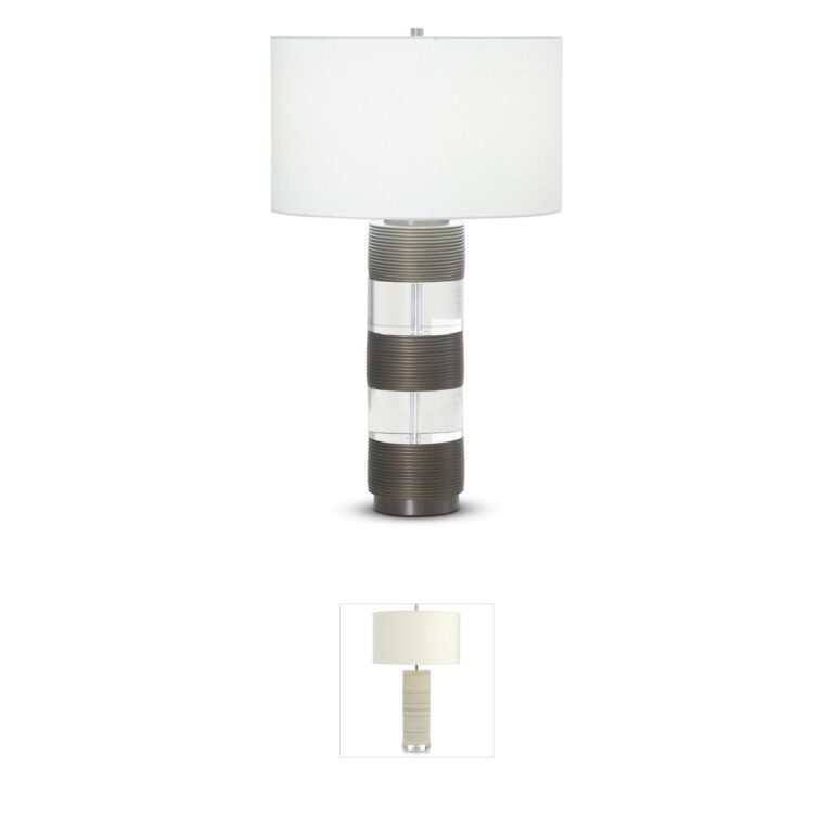 FlowDecor Hunter Bronze and Crystal Table Lamp with Linen Shade